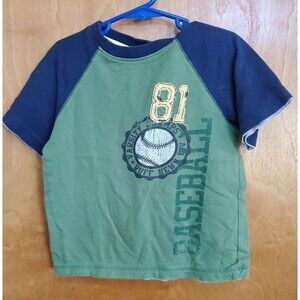 Boy's Ruff Hewn size 4t green/blue short sleeve baseball t shirt
